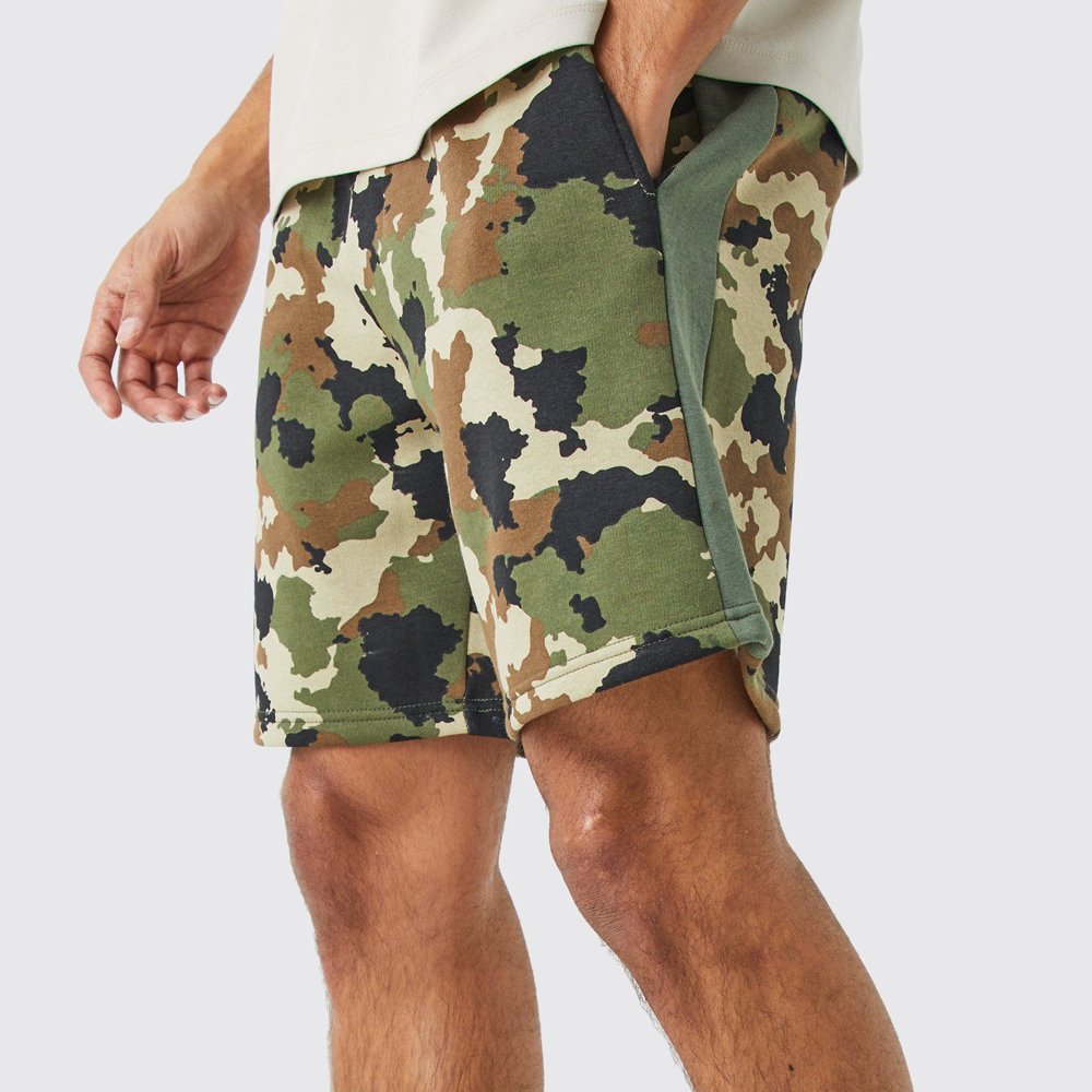 Relaxed Camo Side Panel Shorts