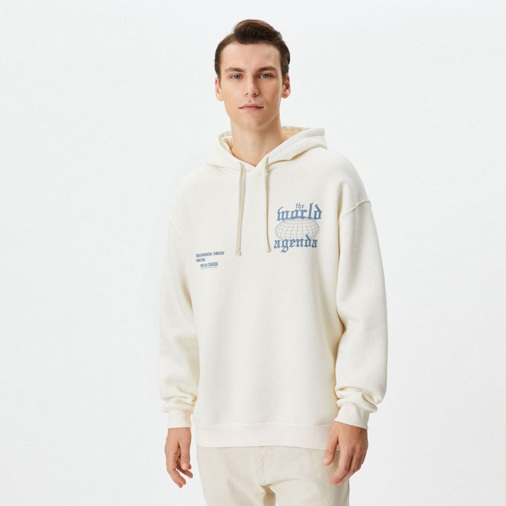 Oversize Sweatshirt Hooded With Printed Slogan On The Back